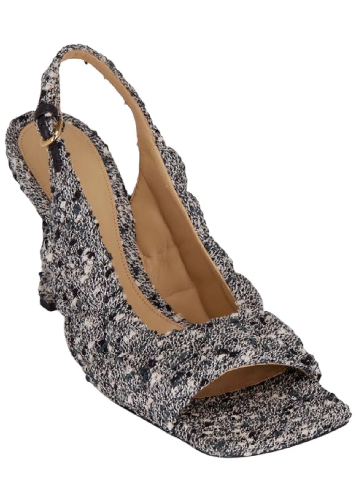 Bottega Veneta Terrazzo Boucle Green Marble Slingbacks
